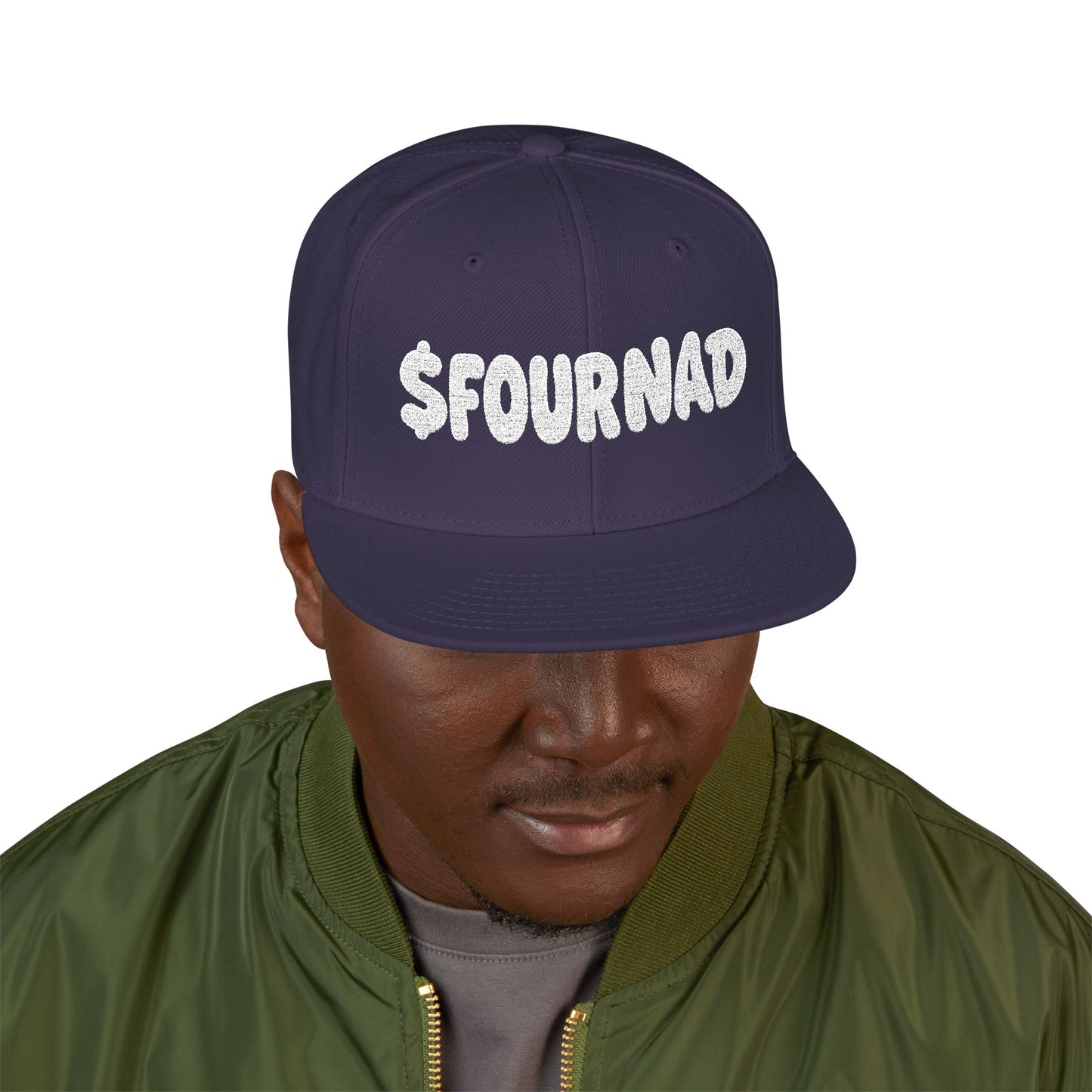 Snapback Hat — Embroidered 'FOURNAD' Bubble Letter Design